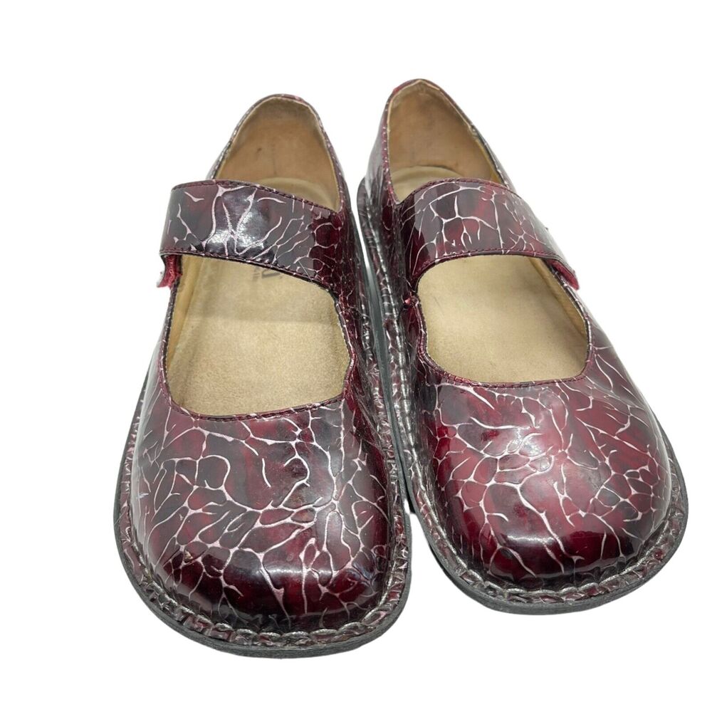 Alegria Comfort Shoes Paloma PAL-544 Wine Red Purple Crackle Etched Size EUR 37